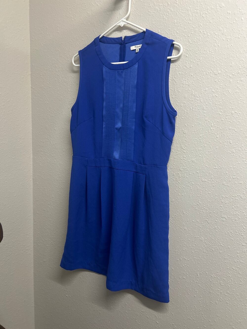 Madewell Blue Pleated Sheath Dress Size 10 Sleeveless Business Casual Dress